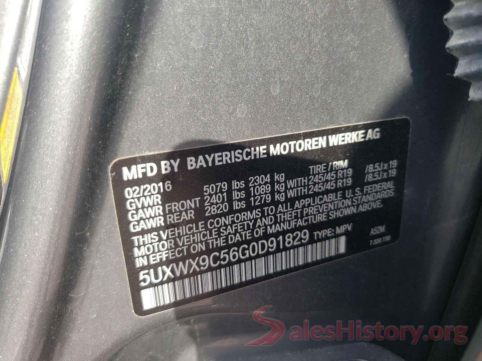 5UXWX9C56G0D91829 2016 BMW X3