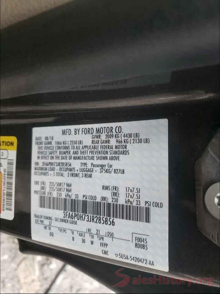 3FA6P0H73JR285856 2018 FORD FUSION