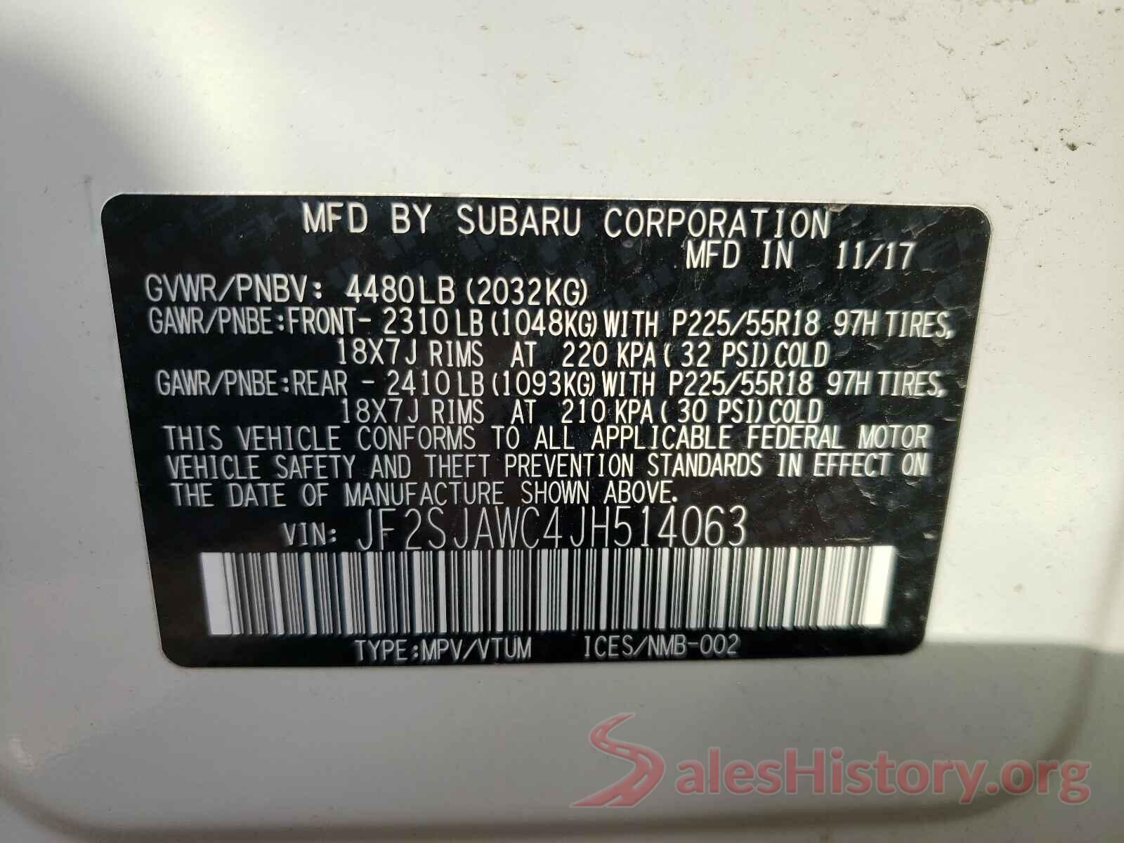 JF2SJAWC4JH514063 2018 SUBARU FORESTER