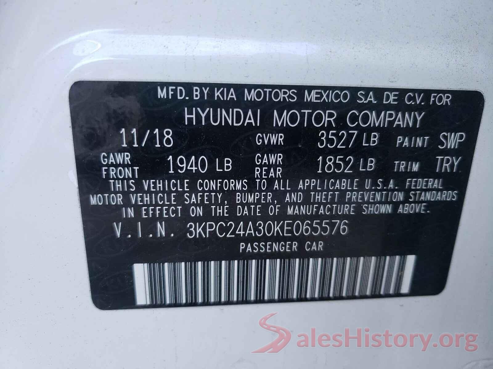 3KPC24A30KE065576 2019 HYUNDAI ACCENT