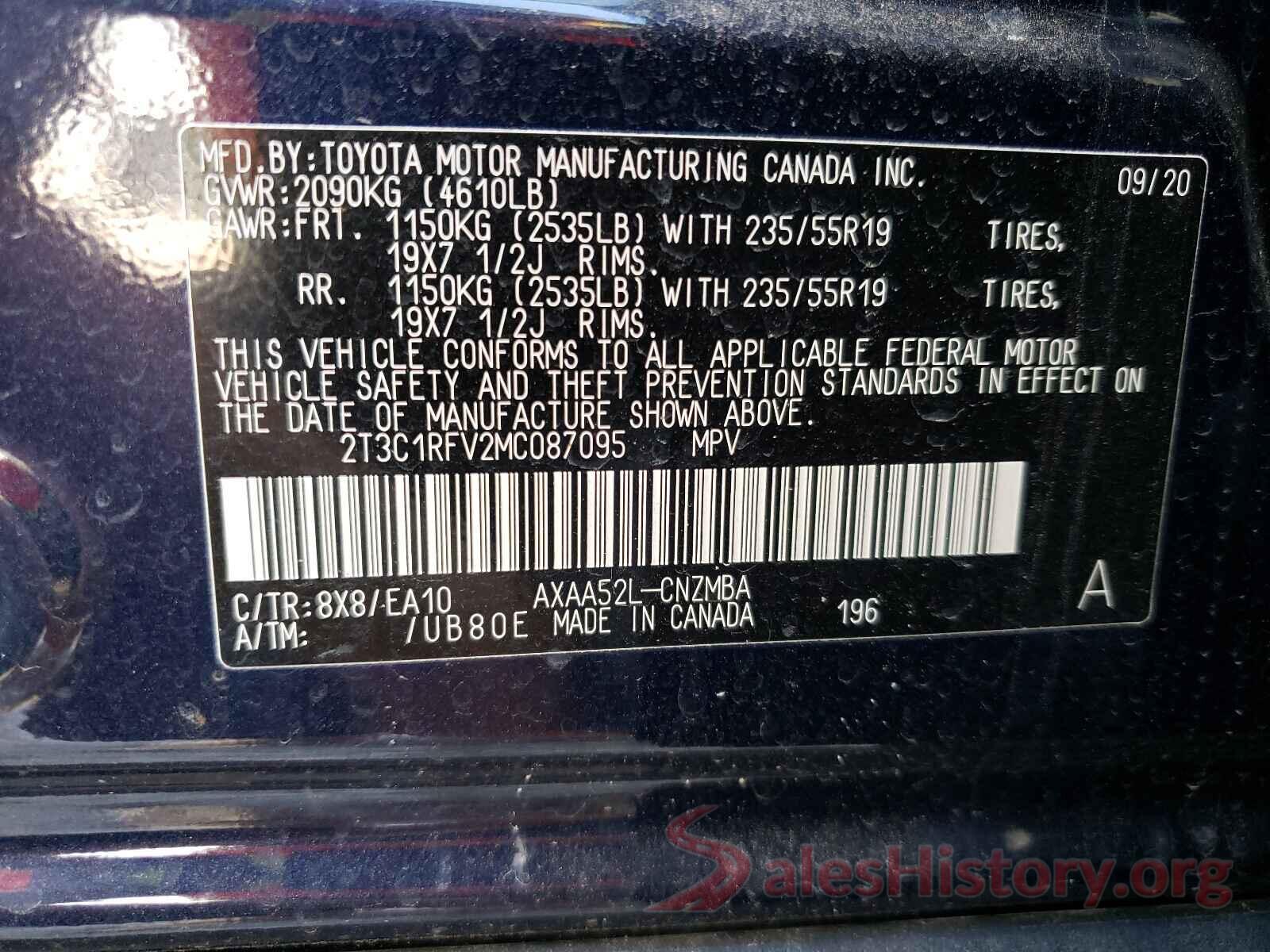 2T3C1RFV2MC087095 2021 TOYOTA RAV4