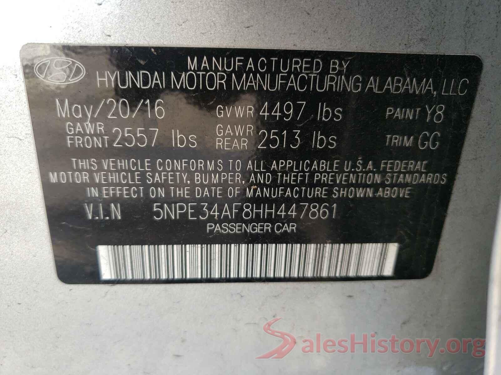 5NPE34AF8HH447861 2017 HYUNDAI SONATA