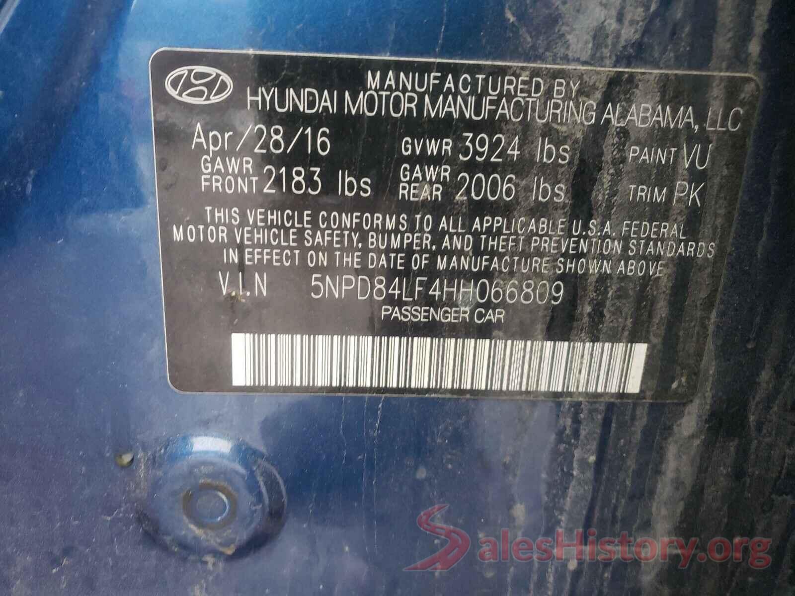 5NPD84LF4HH066809 2017 HYUNDAI ELANTRA