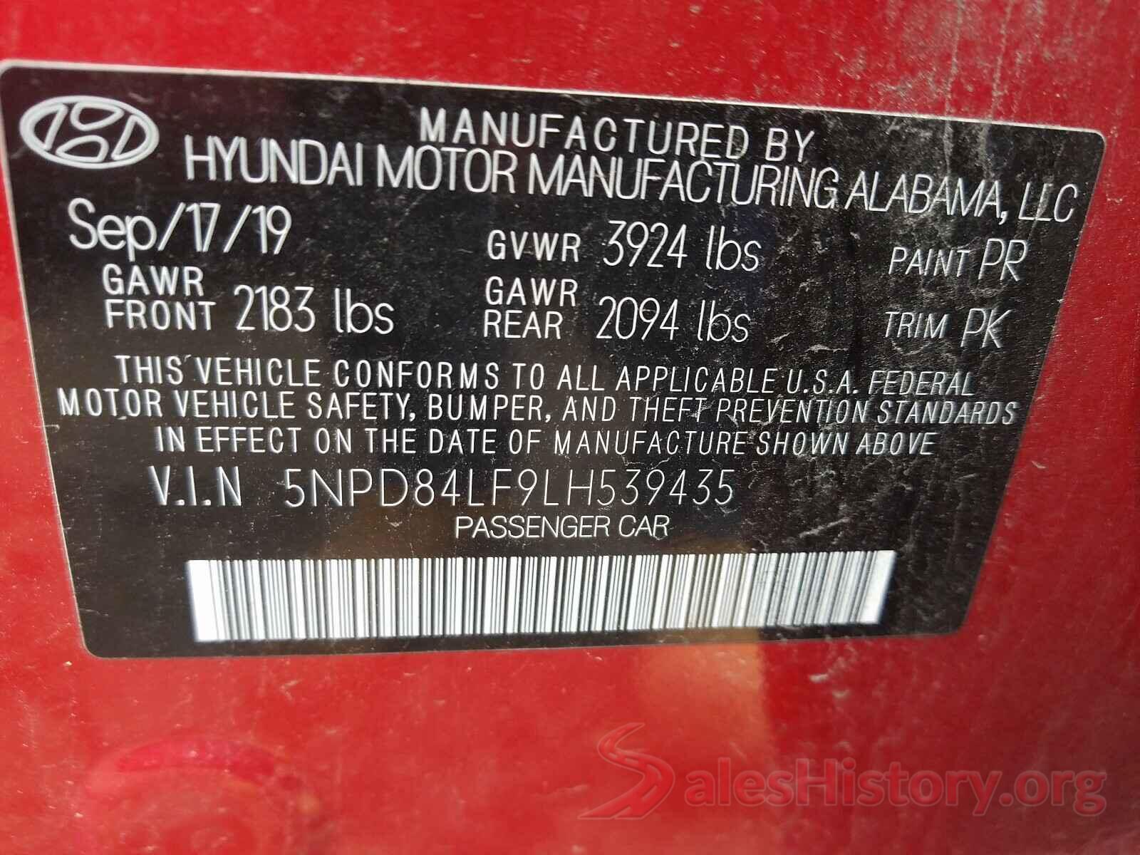 5NPD84LF9LH539435 2020 HYUNDAI ELANTRA