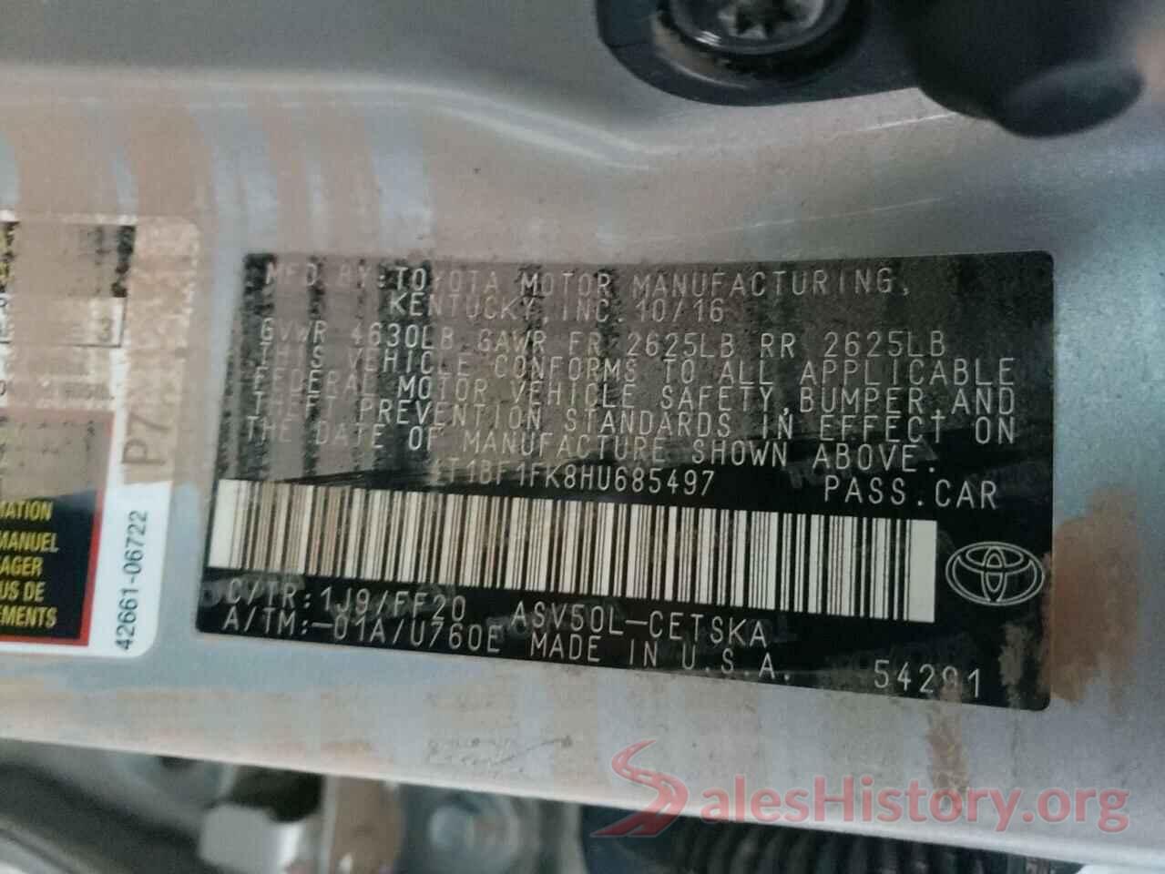 4T1BF1FK8HU685497 2017 TOYOTA CAMRY