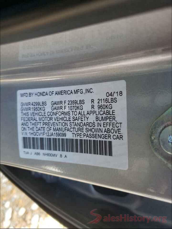 1HGCV1F12JA159099 2018 HONDA ACCORD