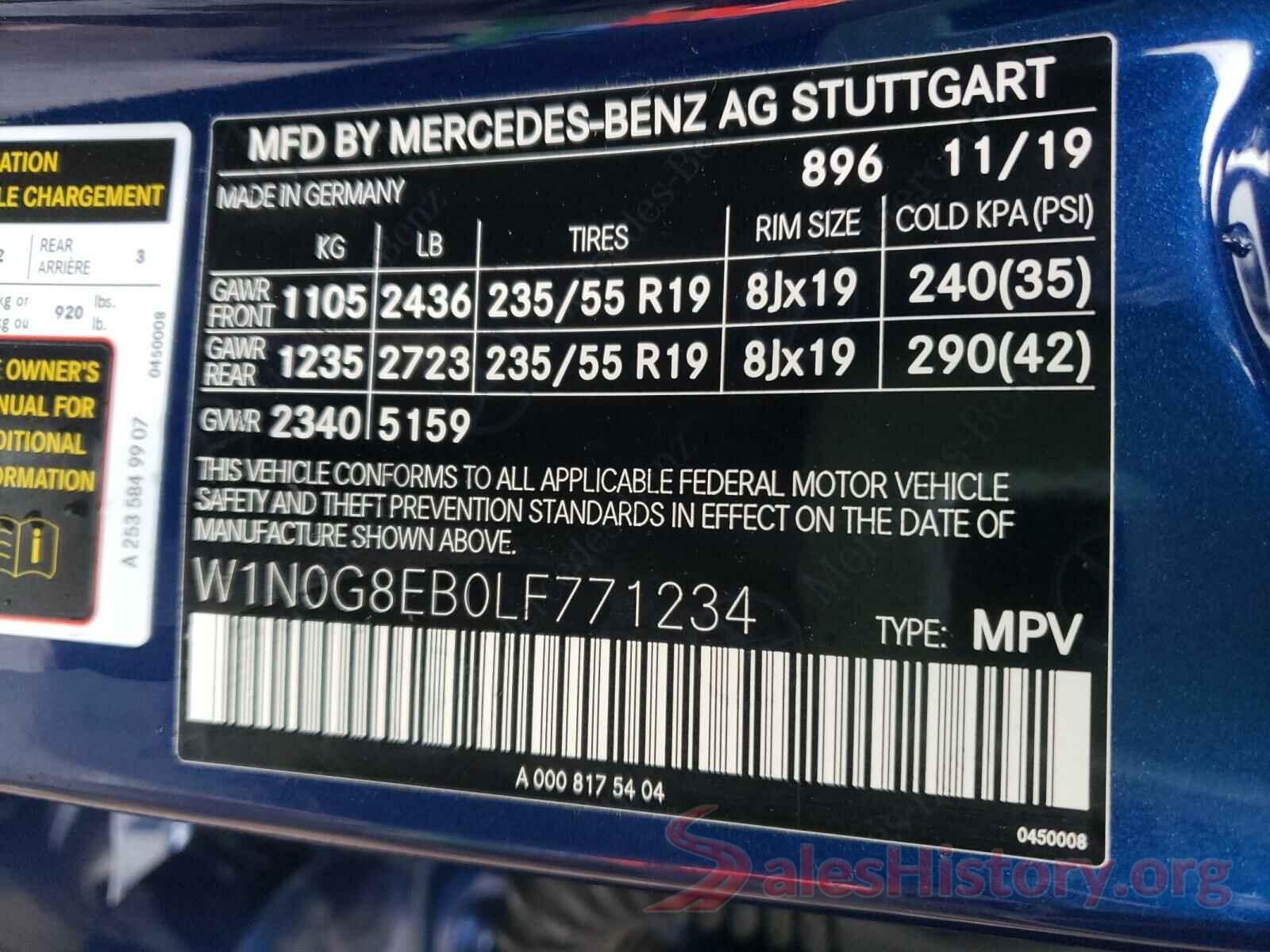 W1N0G8EB0LF771234 2020 MERCEDES-BENZ G CLASS