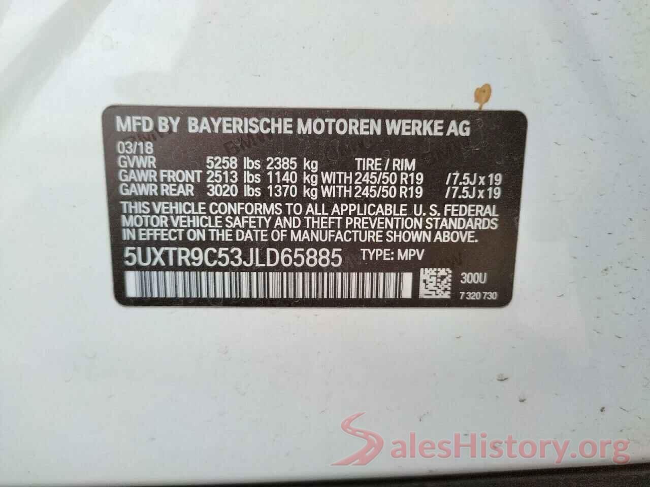 5UXTR9C53JLD65885 2018 BMW X3