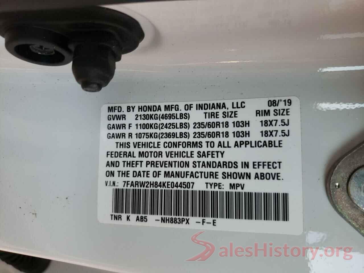 7FARW2H84KE044507 2019 HONDA CRV