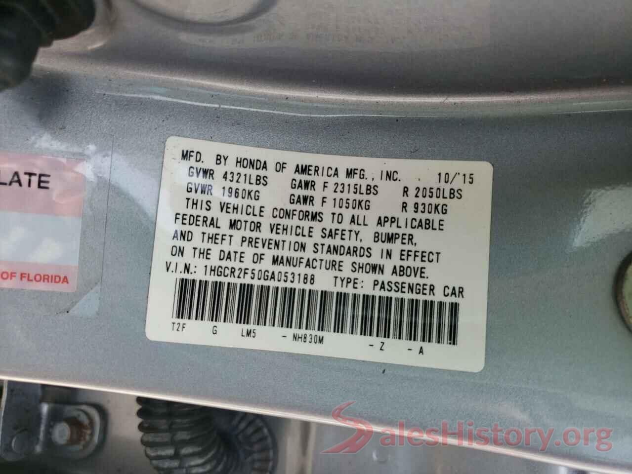 1HGCR2F50GA053188 2016 HONDA ACCORD