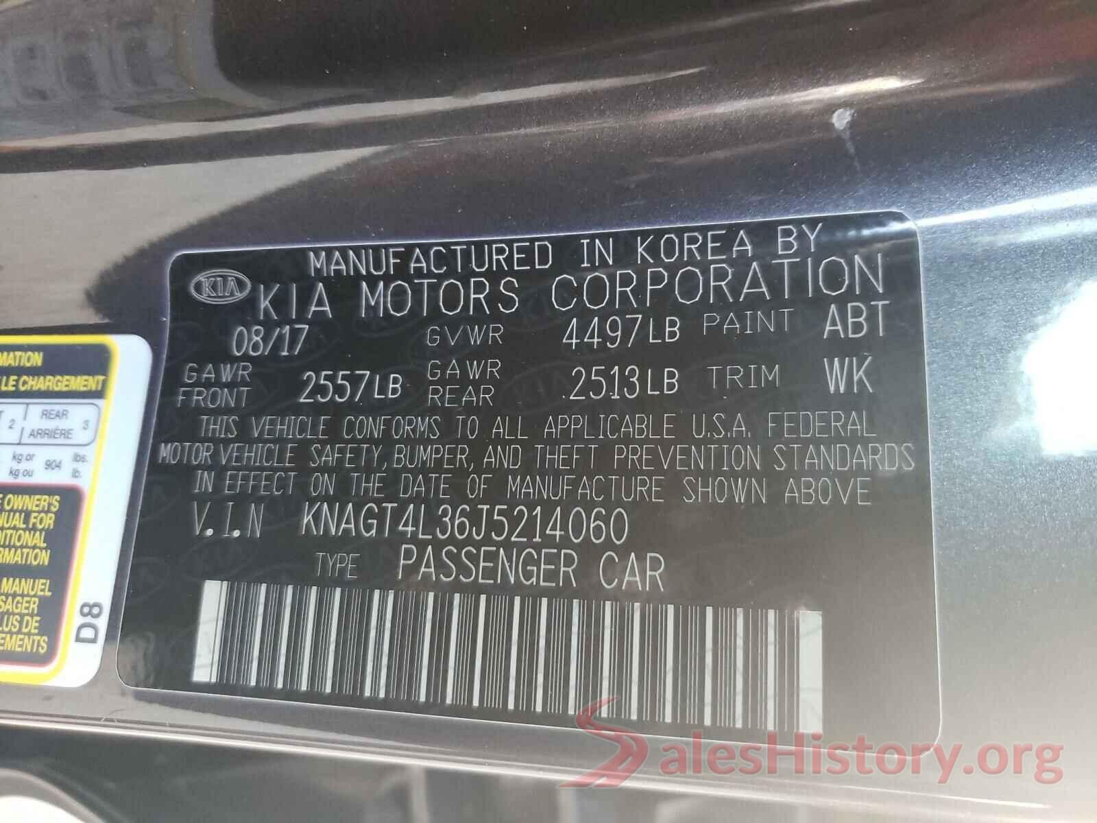 KNAGT4L36J5214060 2018 KIA OPTIMA