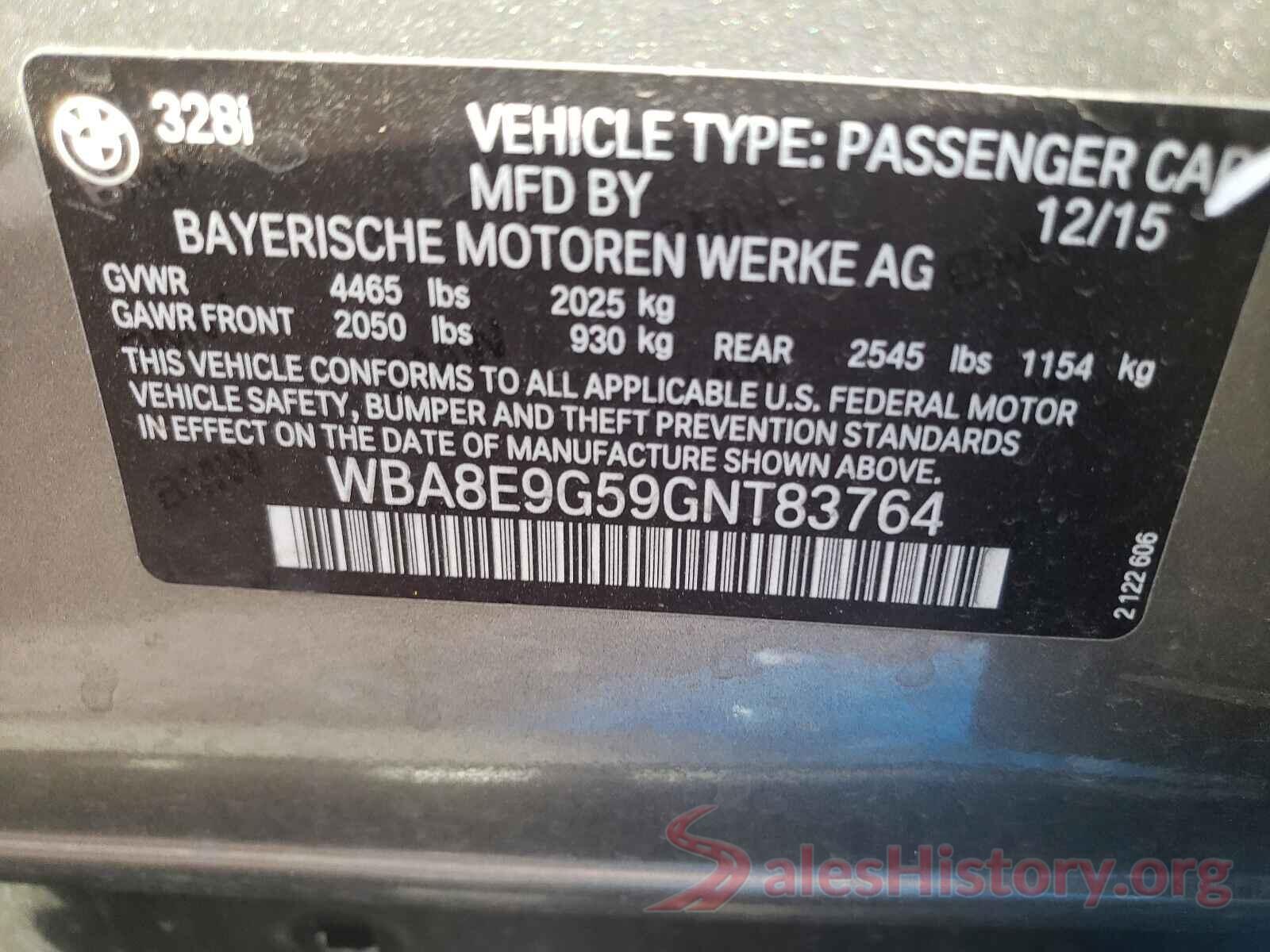 WBA8E9G59GNT83764 2016 BMW 3 SERIES