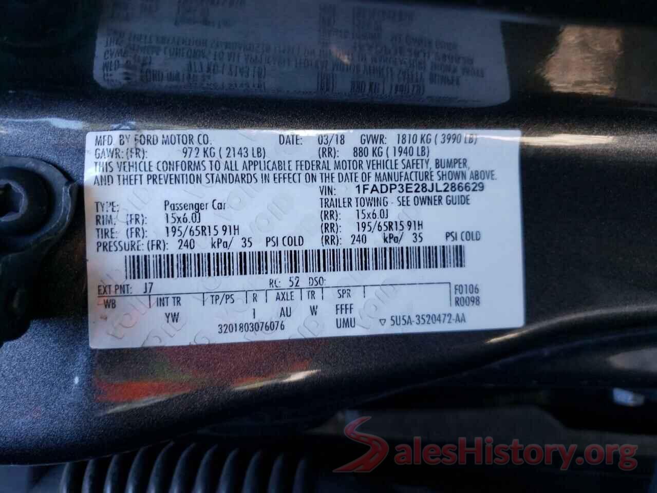 1FADP3E28JL286629 2018 FORD FOCUS