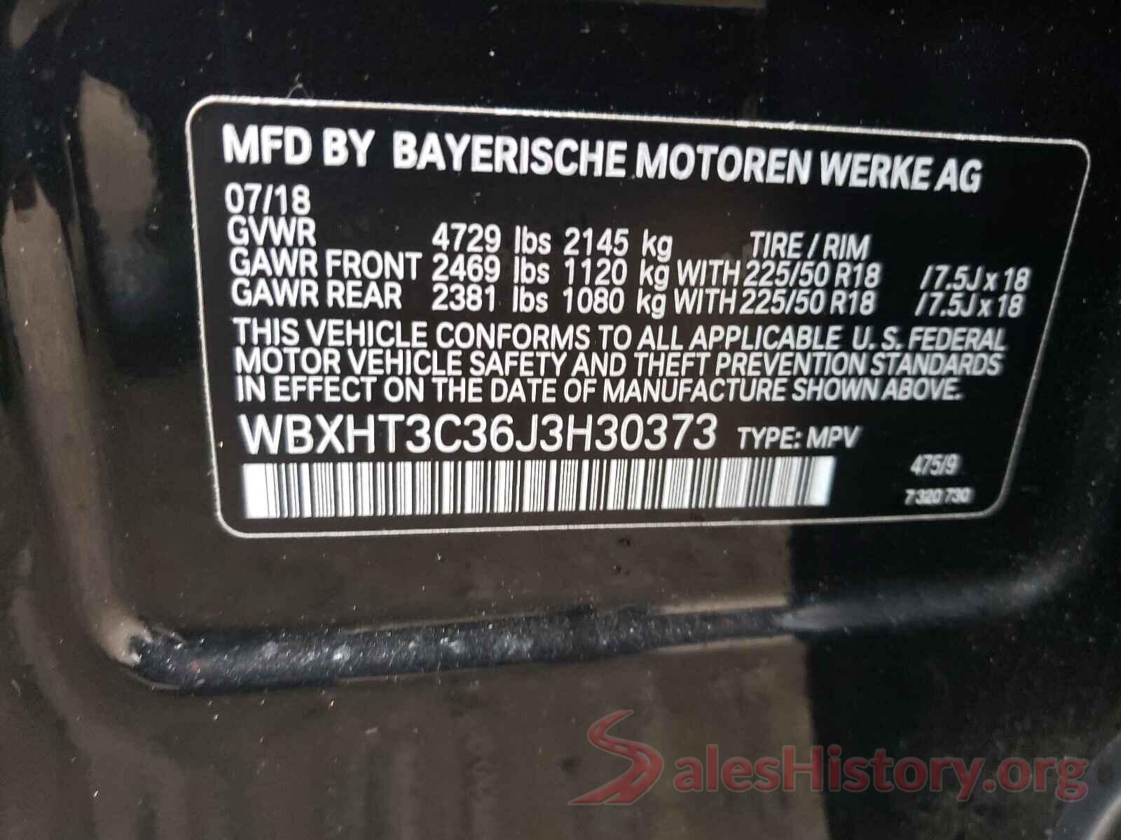 WBXHT3C36J3H30373 2018 BMW X1