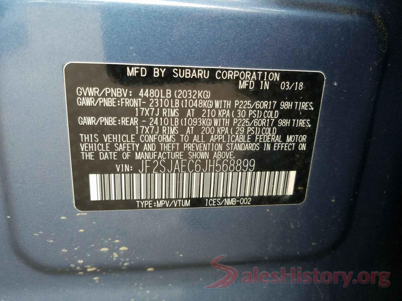 JF2SJAEC6JH568899 2018 SUBARU FORESTER