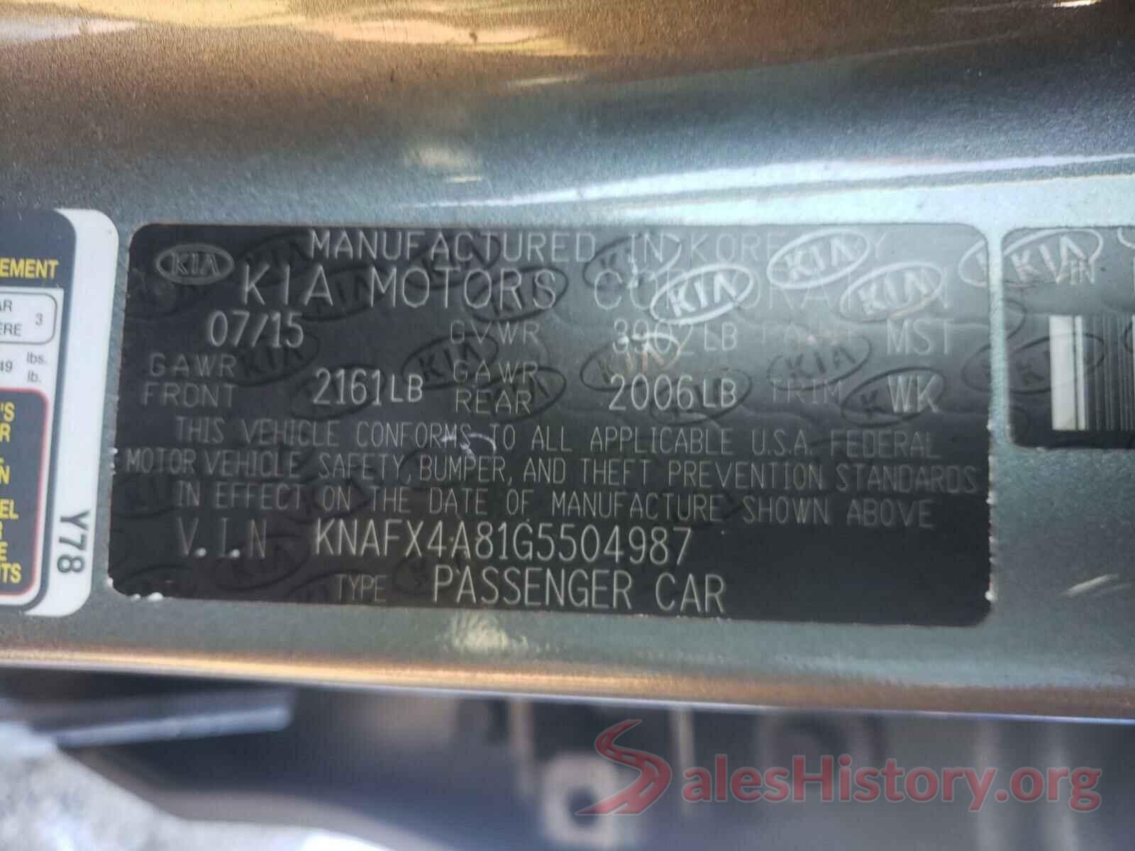 KNAFX4A81G5504987 2016 KIA FORTE