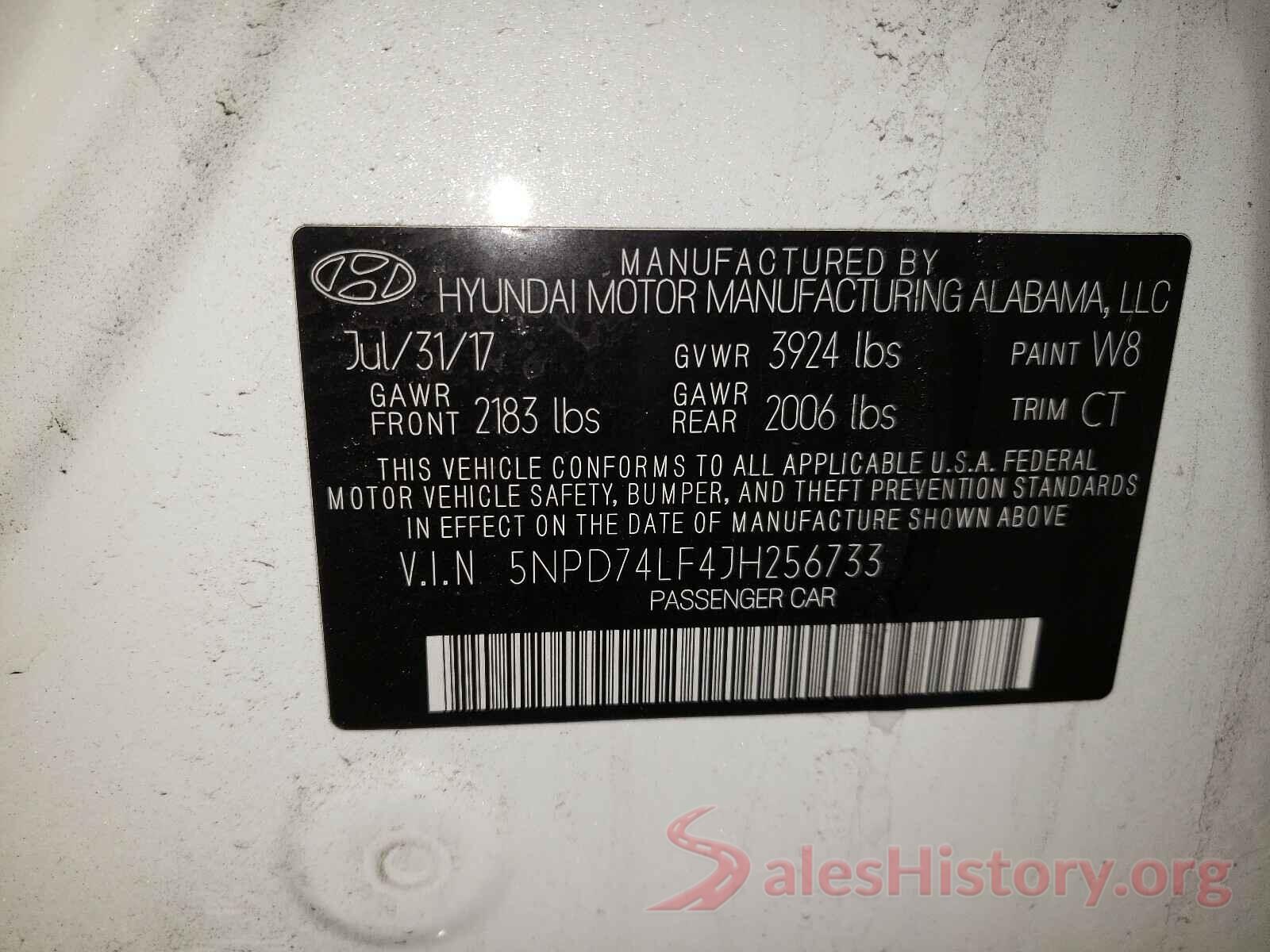 5NPD74LF4JH256733 2018 HYUNDAI ELANTRA