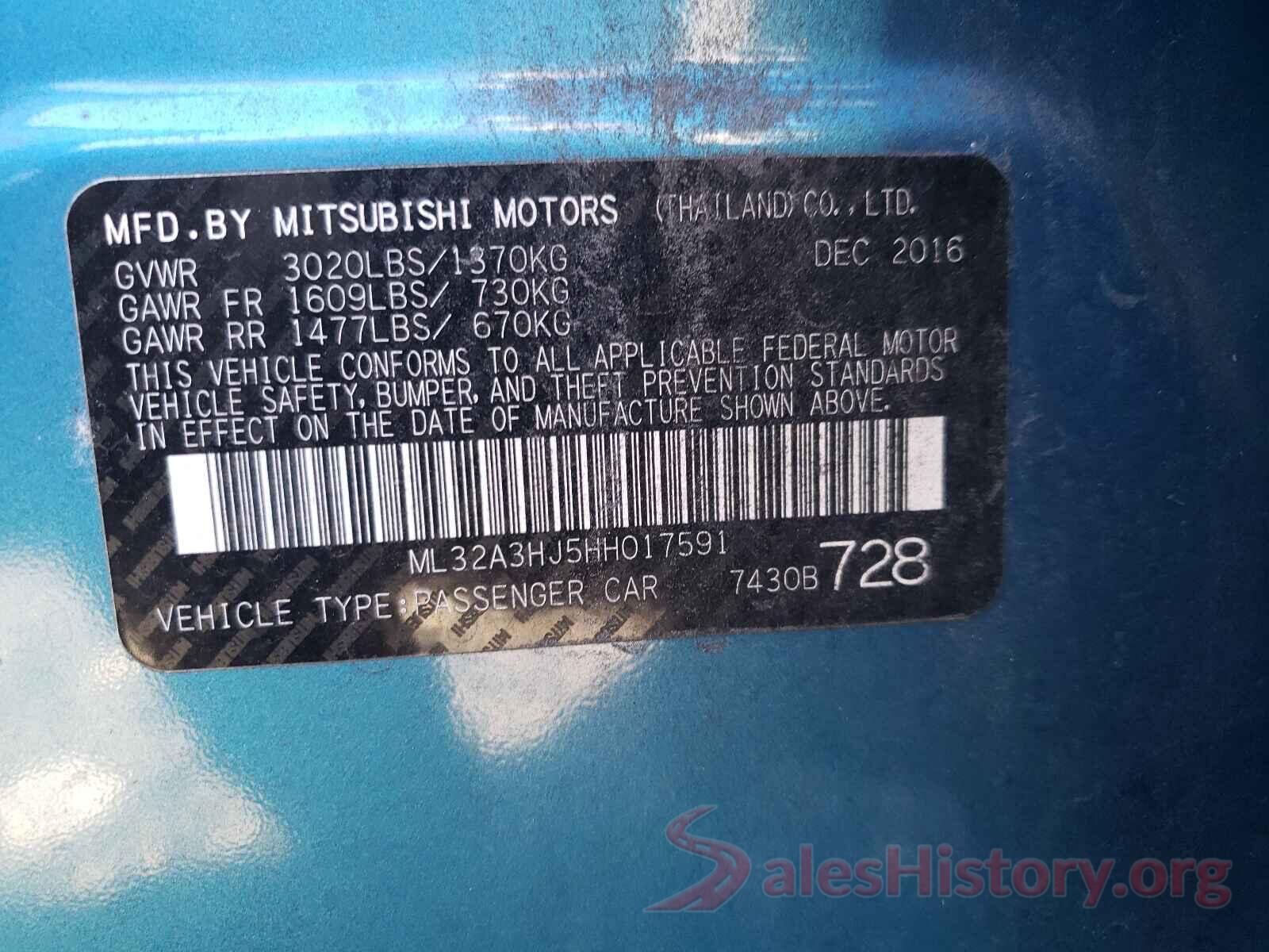 ML32A3HJ5HH017591 2017 MITSUBISHI MIRAGE