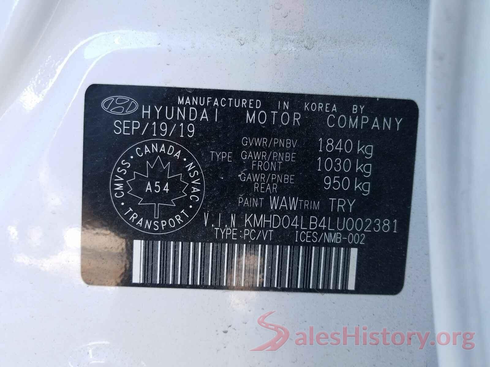 KMHD04LB4LU002381 2020 HYUNDAI ELANTRA