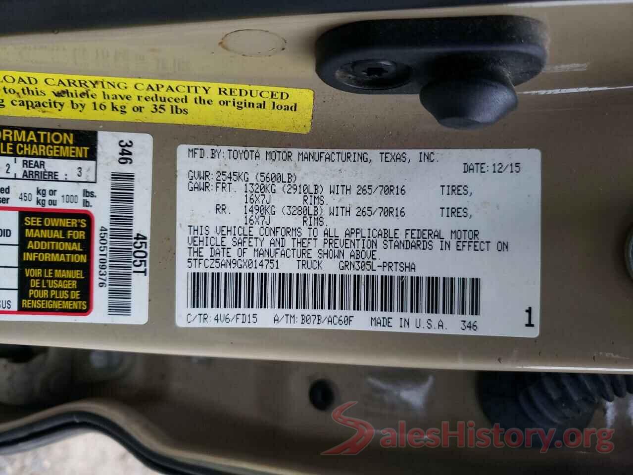 5TFCZ5AN9GX014751 2016 TOYOTA TACOMA