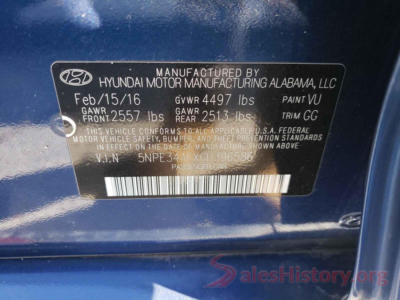 5NPE34AFXGH396586 2016 HYUNDAI SONATA