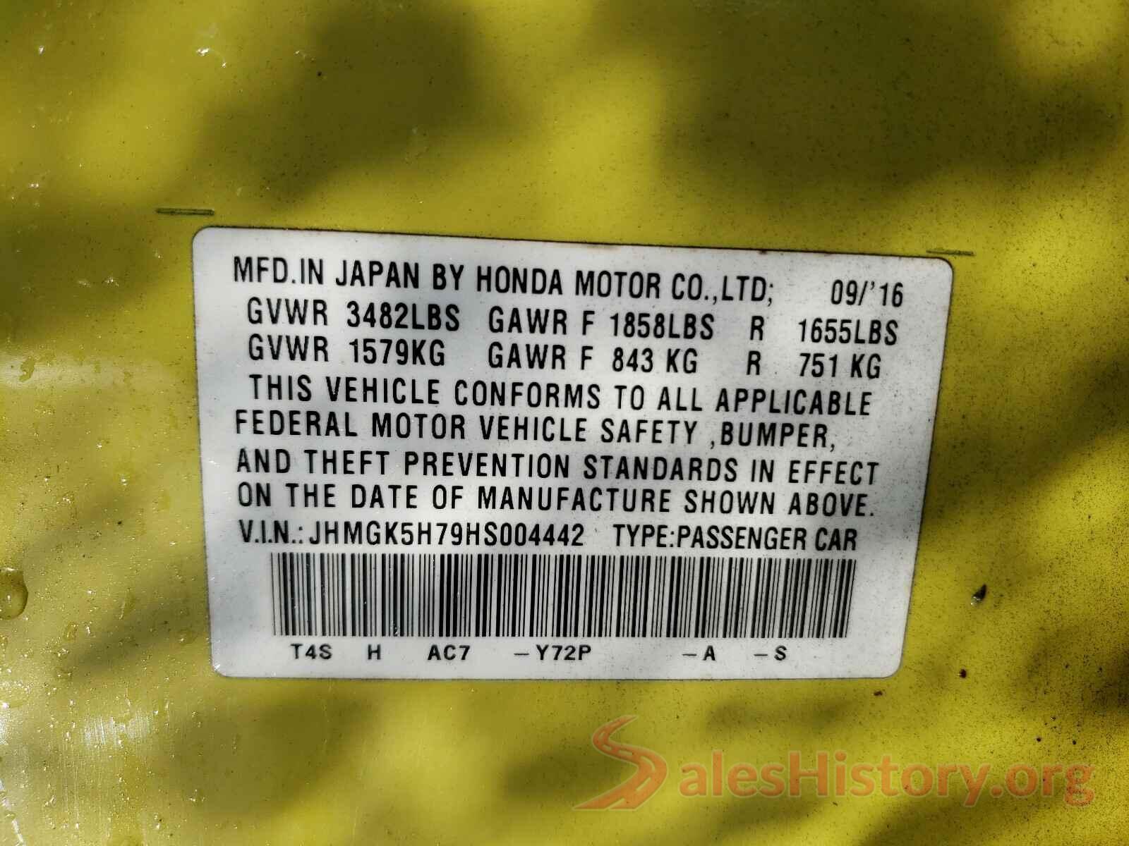 JHMGK5H79HS004442 2017 HONDA FIT