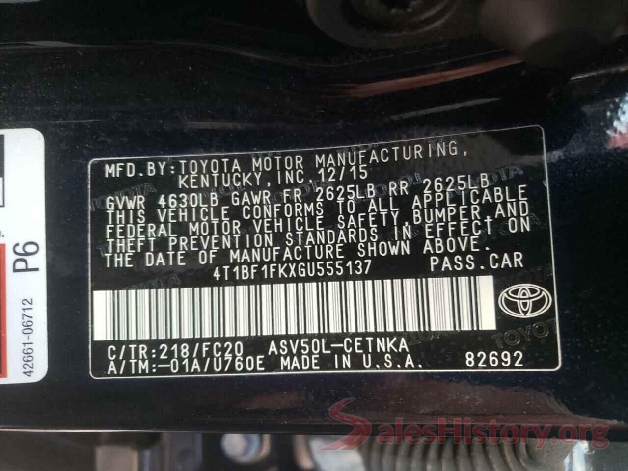 4T1BF1FKXGU555137 2016 TOYOTA CAMRY