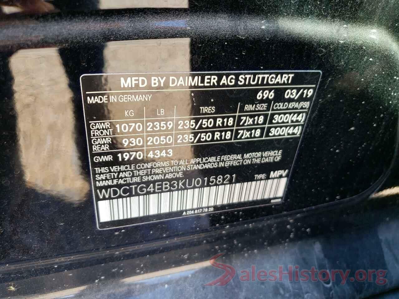 WDCTG4EB3KU015821 2019 MERCEDES-BENZ GLA-CLASS