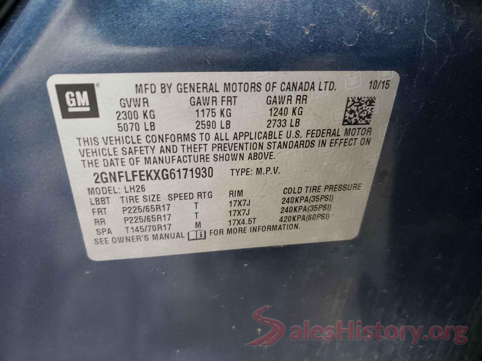 2GNFLFEKXG6171930 2016 CHEVROLET EQUINOX