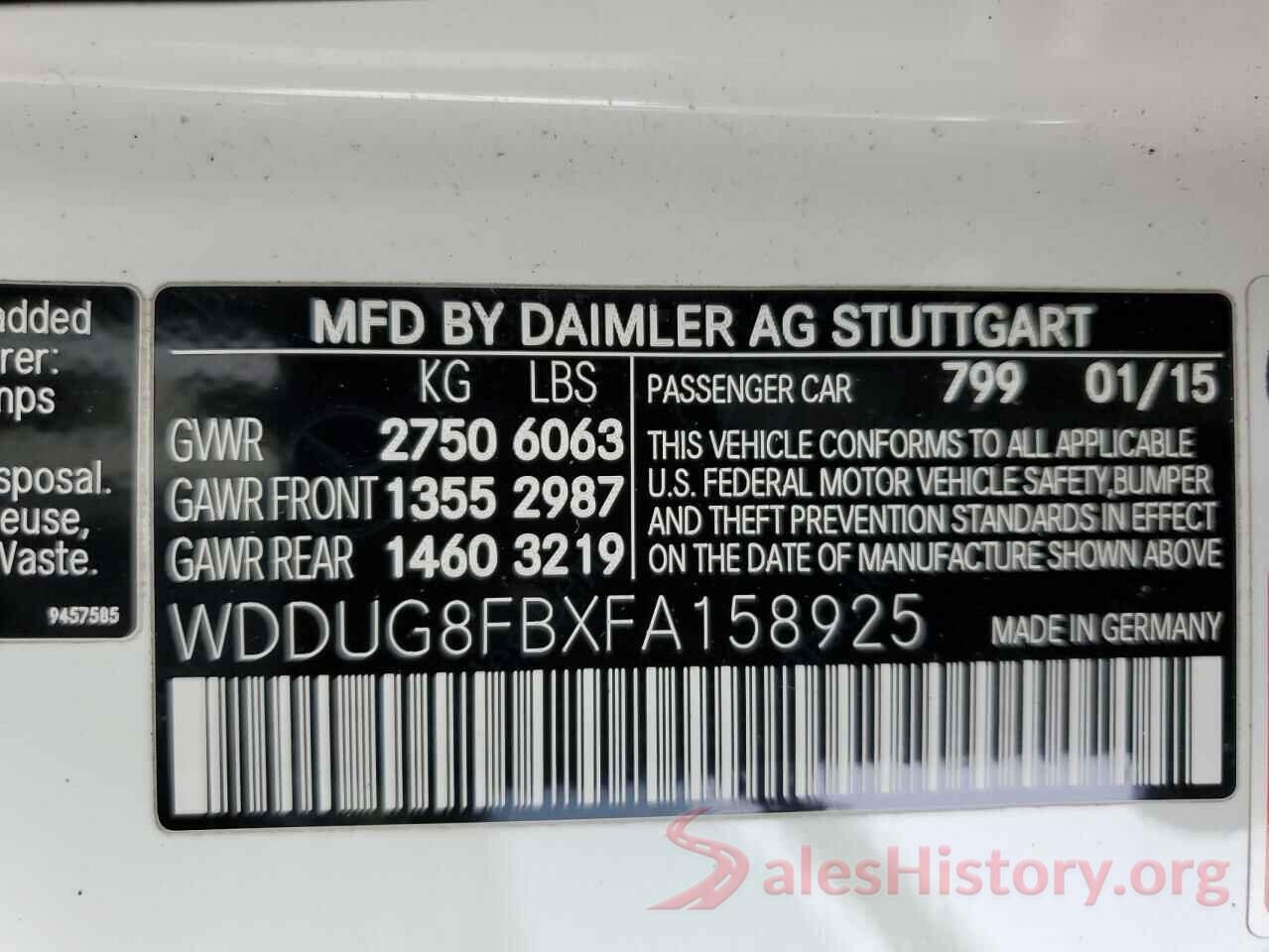 WDDUG8FBXFA158925 2015 MERCEDES-BENZ S-CLASS