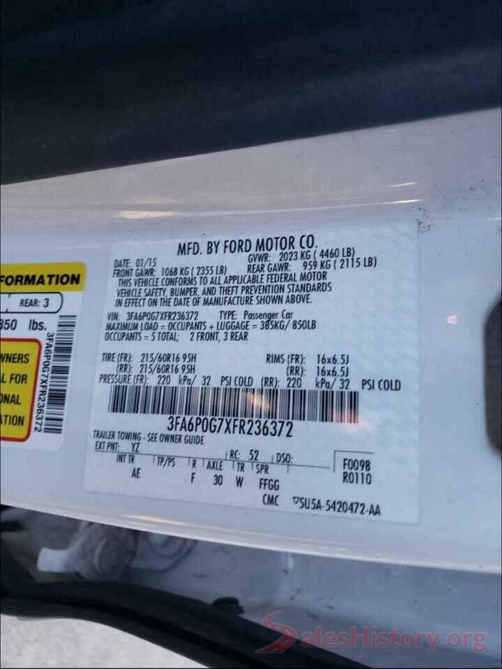 3FA6P0G7XFR236372 2015 FORD FUSION