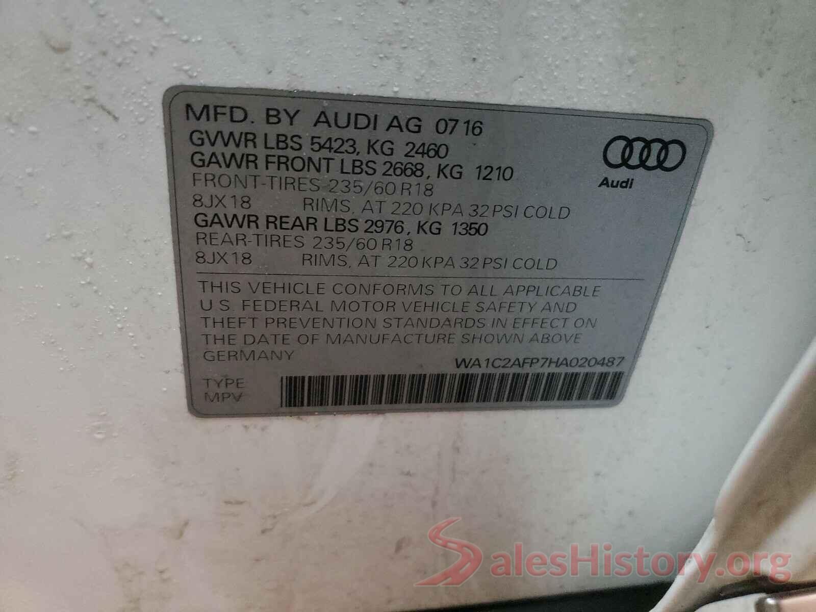 WA1C2AFP7HA020487 2017 AUDI Q5