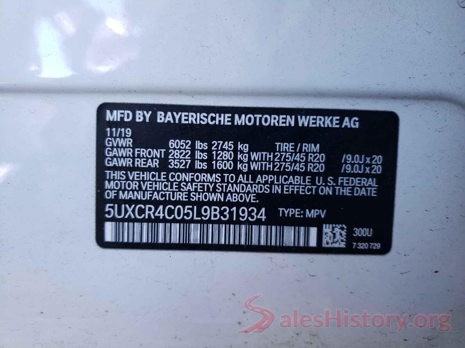 5UXCR4C05L9B31934 2020 BMW X5