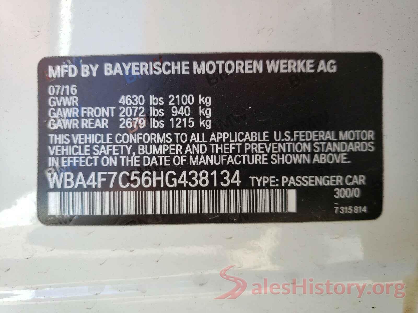 WBA4F7C56HG438134 2017 BMW 4 SERIES