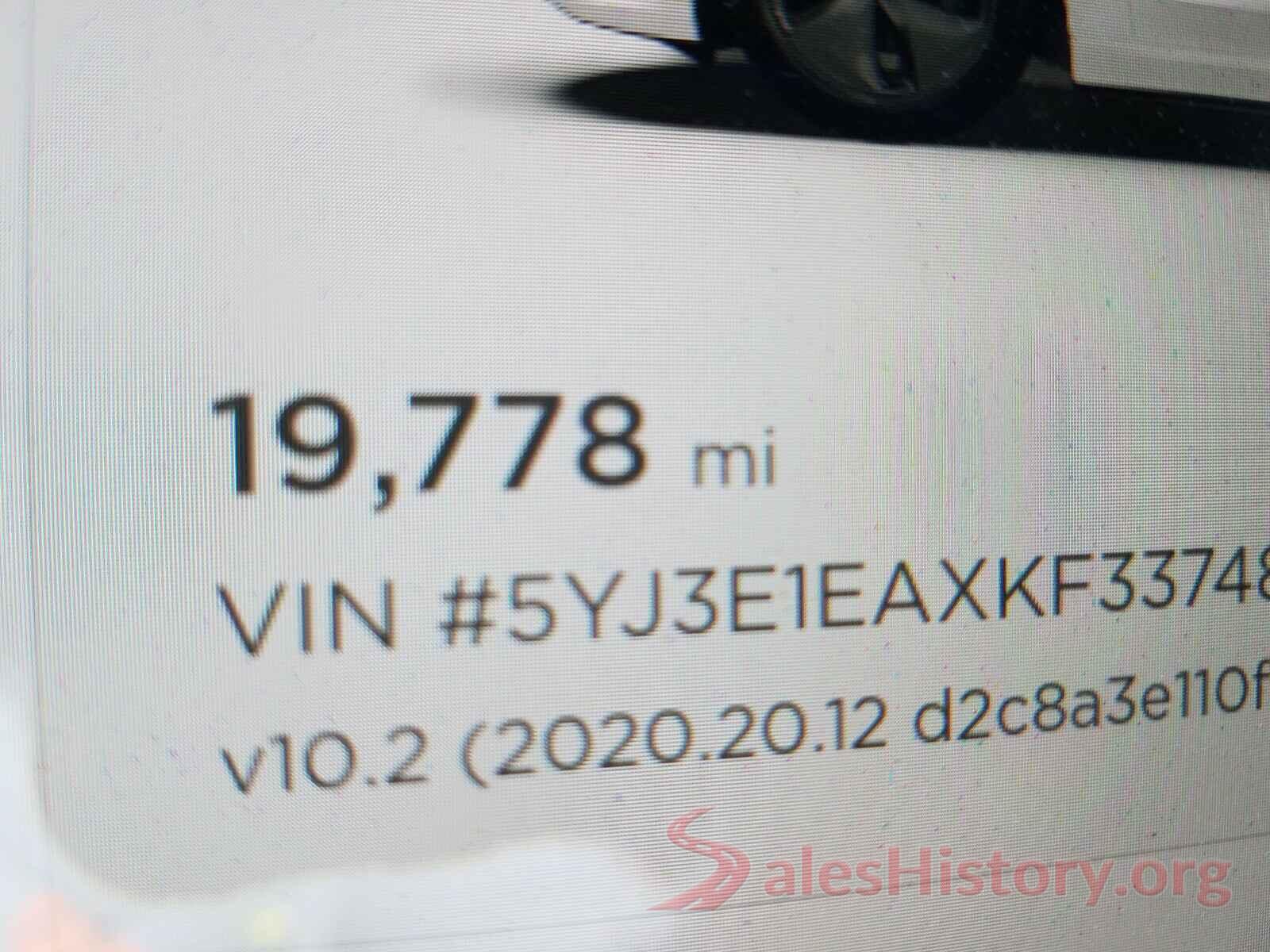 5YJ3E1EAXKF337480 2019 TESLA MODEL 3