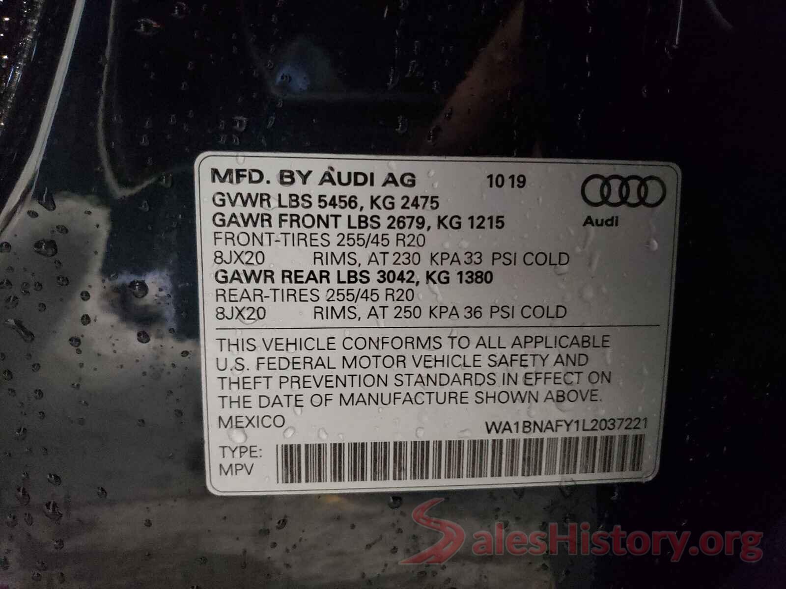 WA1BNAFY1L2037221 2020 AUDI Q5