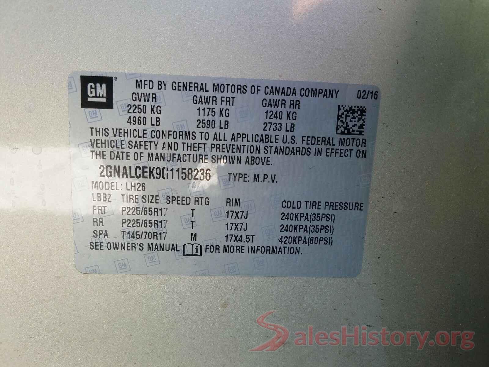 2GNALCEK9G1158236 2016 CHEVROLET EQUINOX