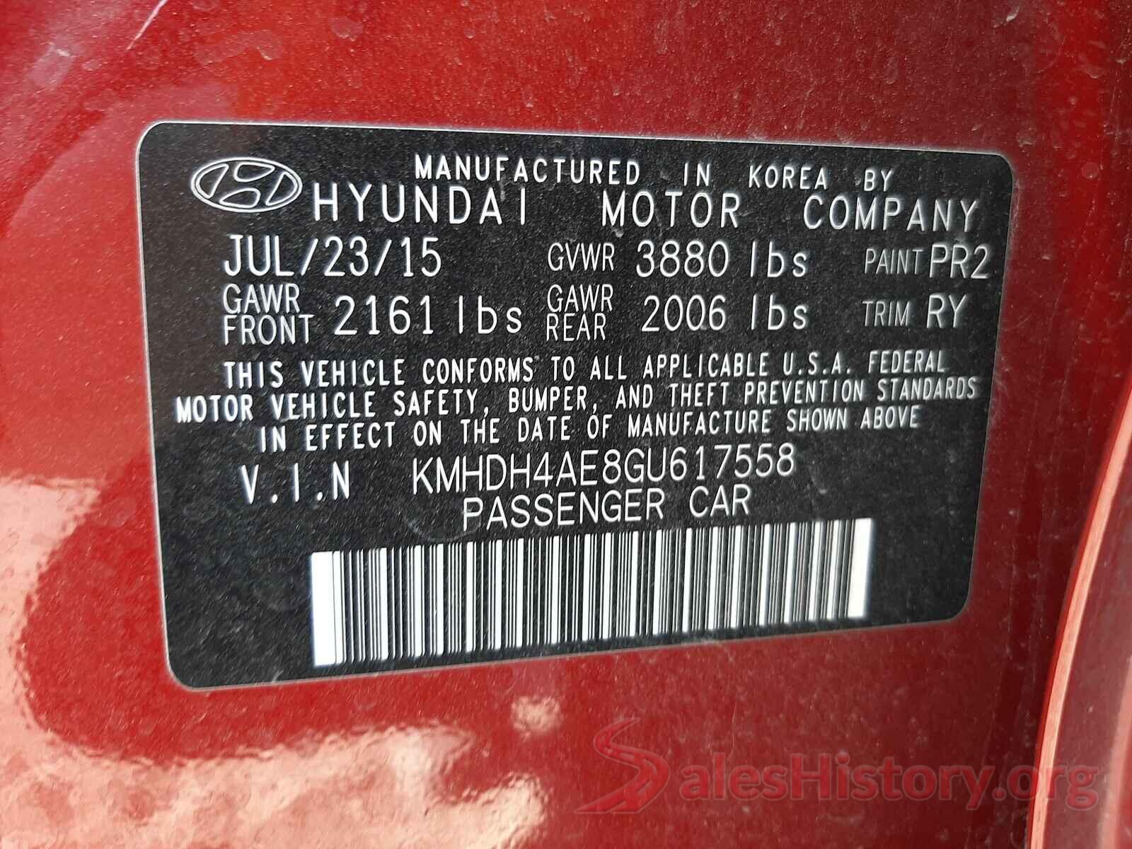 KMHDH4AE8GU617558 2016 HYUNDAI ELANTRA