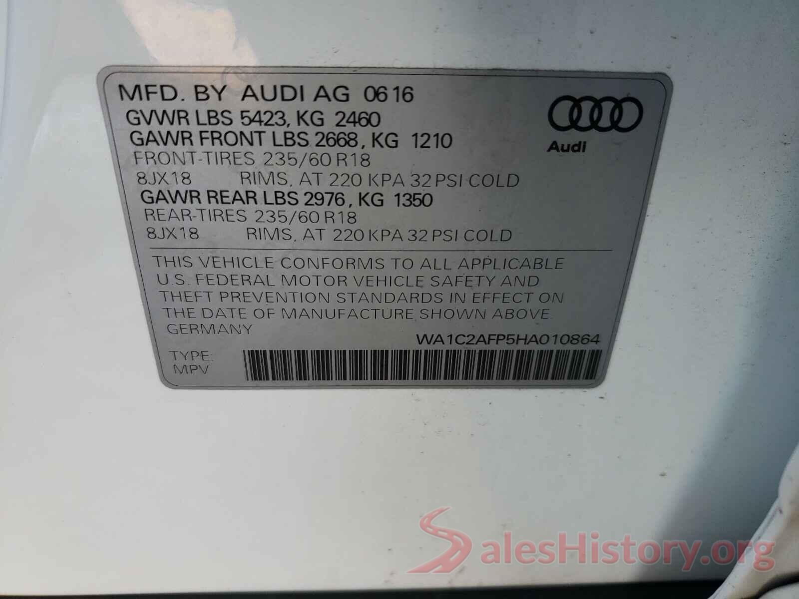 WA1C2AFP5HA010864 2017 AUDI Q5