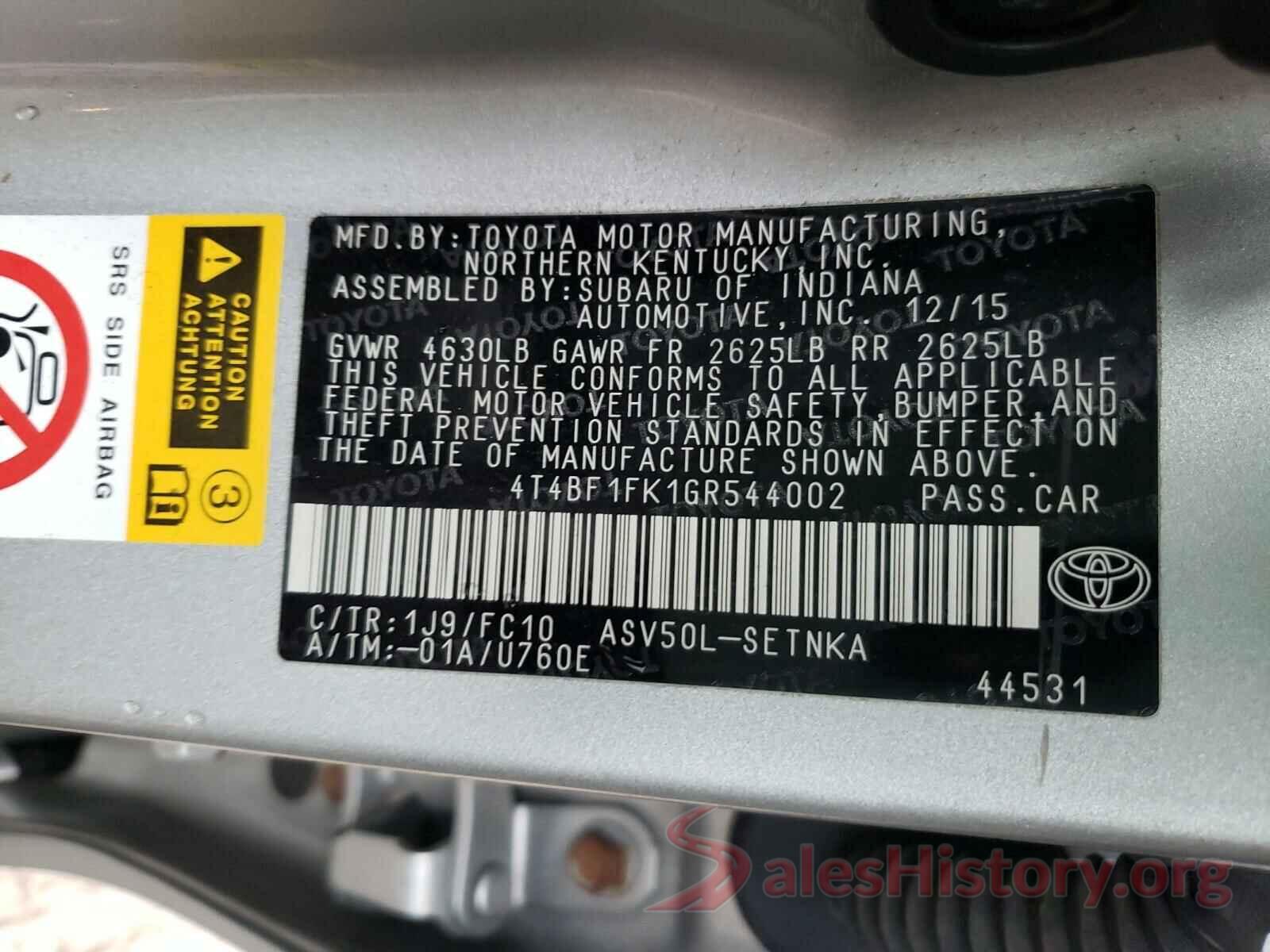 4T4BF1FK1GR544002 2016 TOYOTA CAMRY