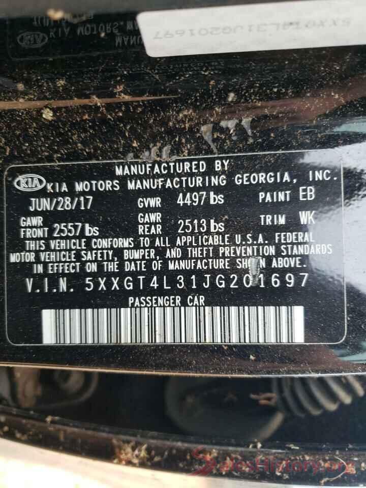 5XXGT4L31JG201697 2018 KIA OPTIMA