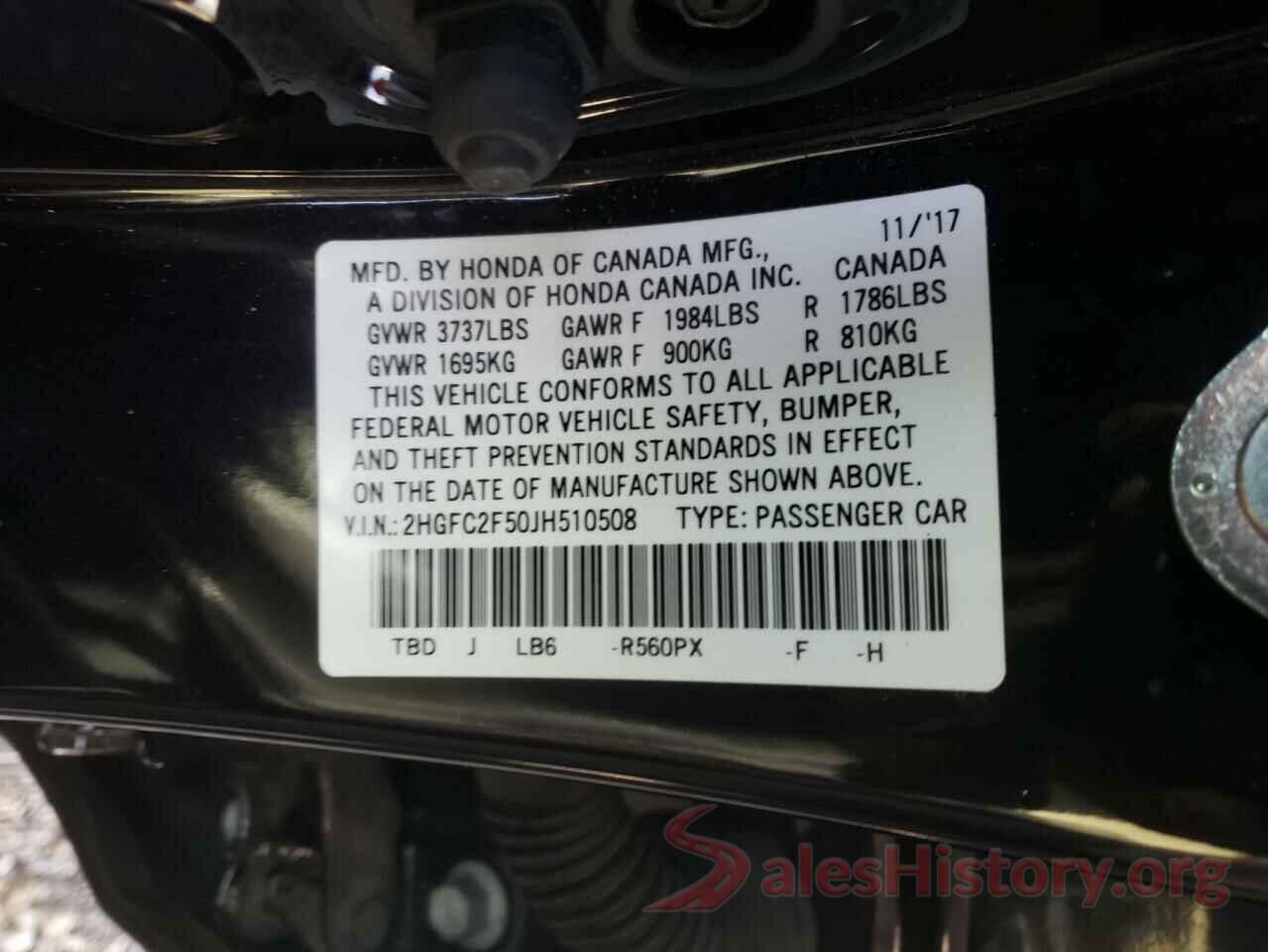 2HGFC2F50JH510508 2018 HONDA CIVIC