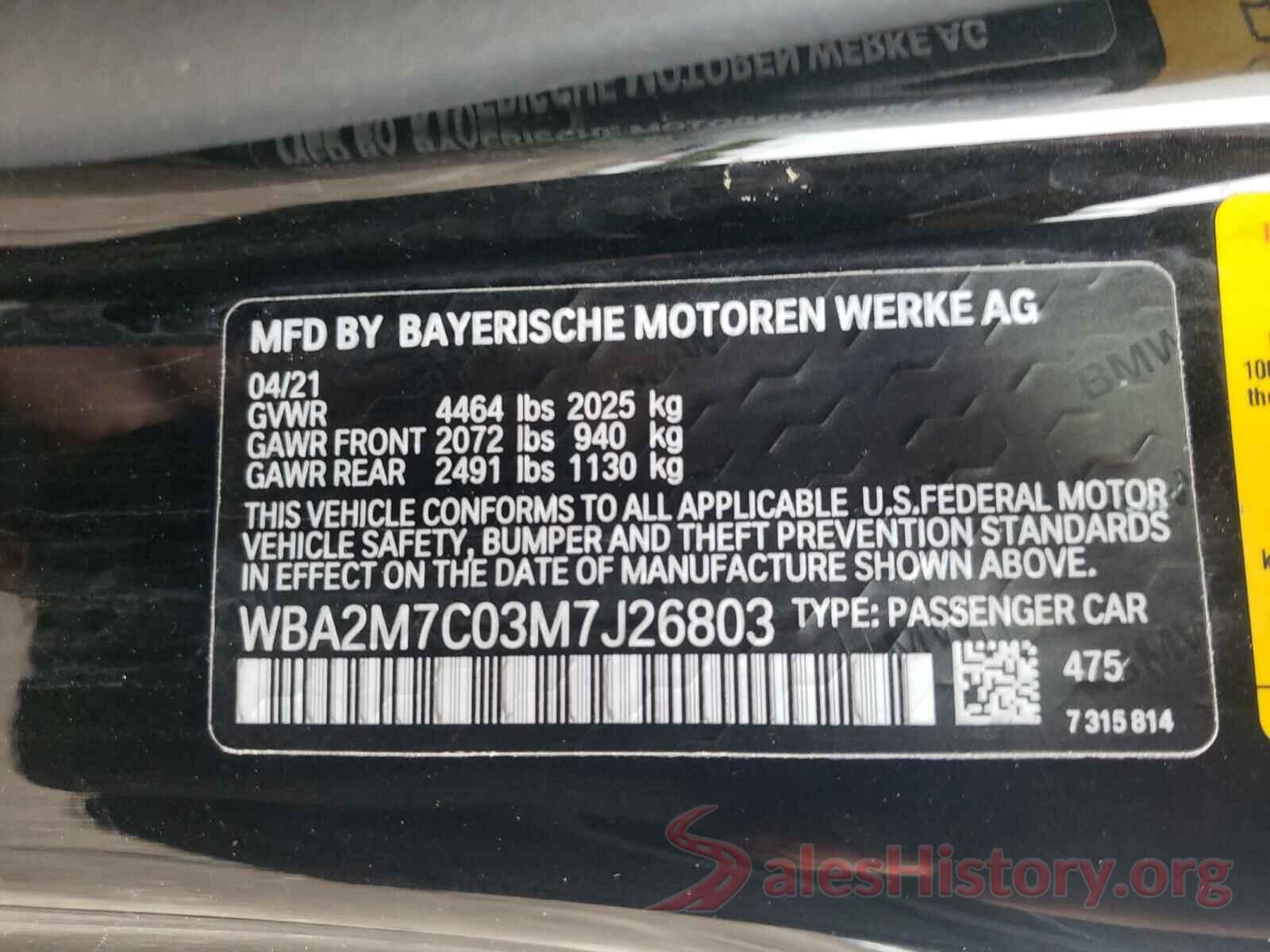 WBA2M7C03M7J26803 2021 BMW 2 SERIES