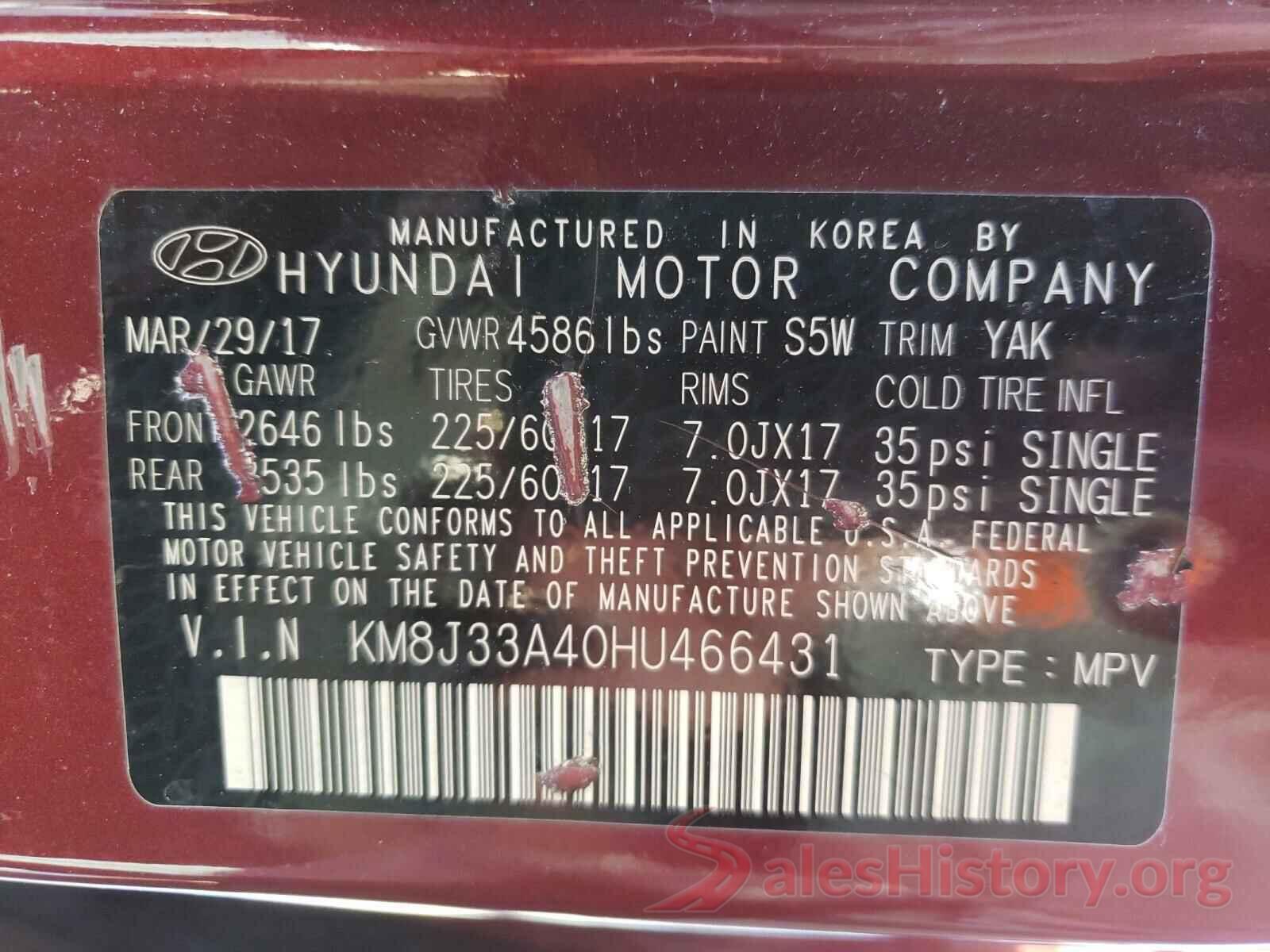 KM8J33A40HU466431 2017 HYUNDAI TUCSON