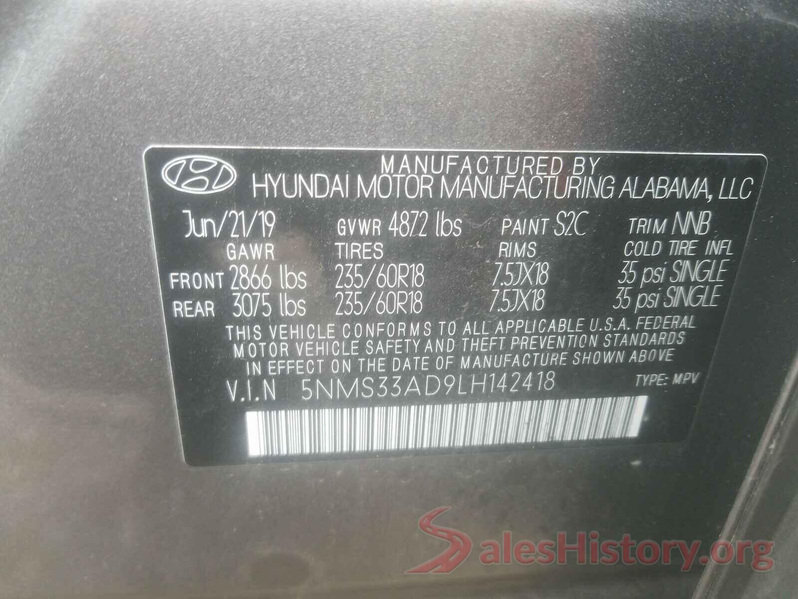 5NMS33AD9LH142418 2020 HYUNDAI SANTA FE