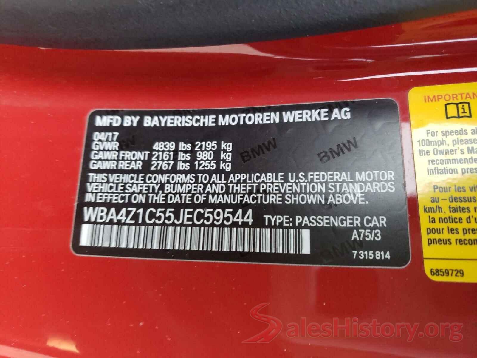 WBA4Z1C55JEC59544 2018 BMW 4 SERIES