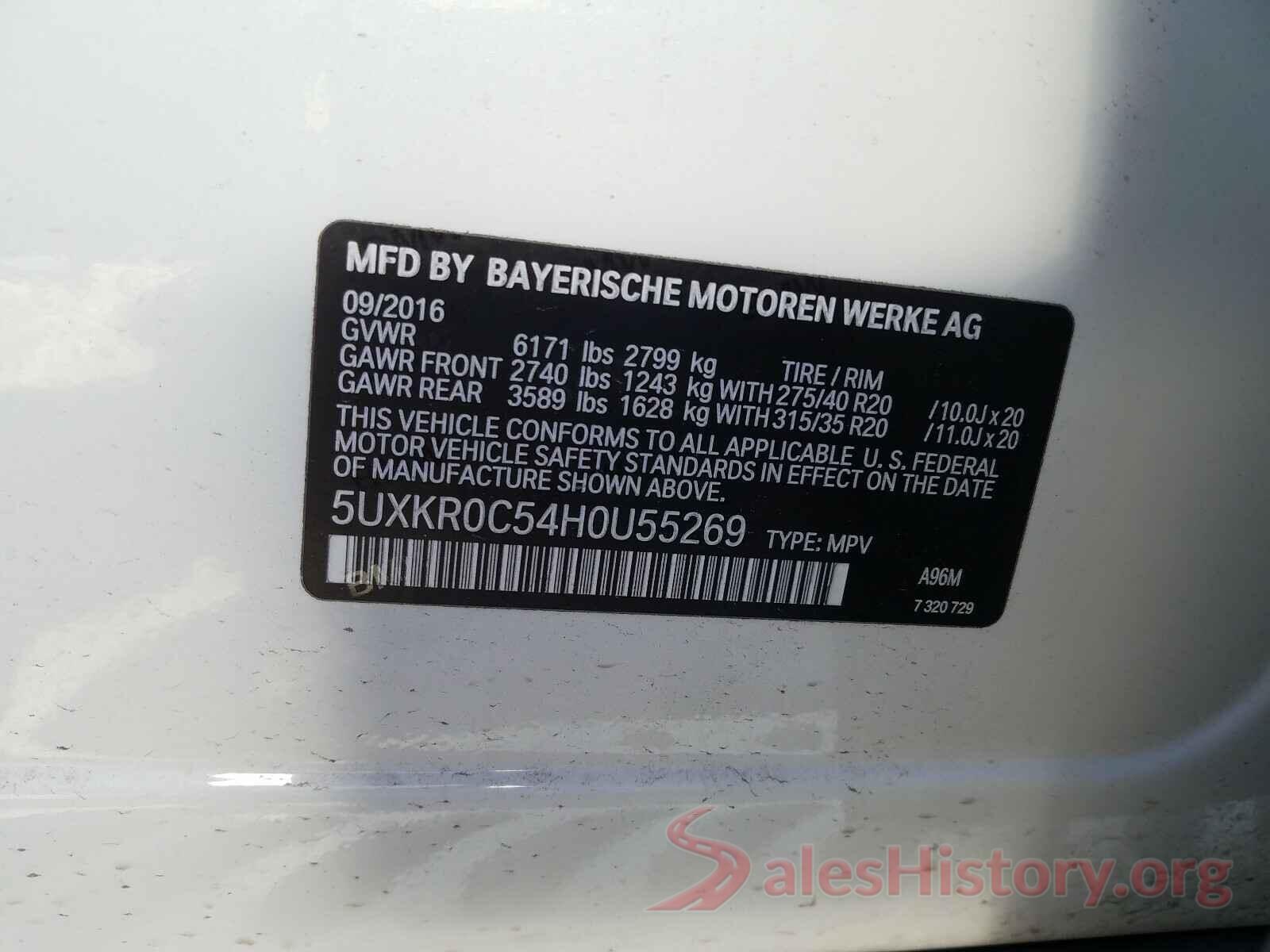 5UXKR0C54H0U55269 2017 BMW X5