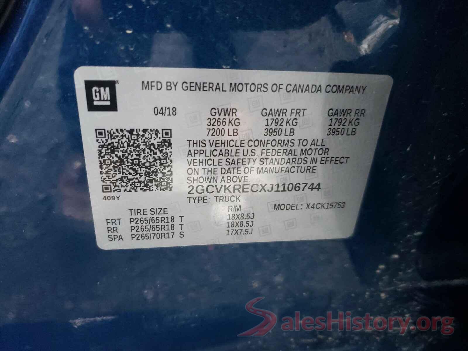 2GCVKRECXJ1106744 2018 CHEVROLET SILVERADO