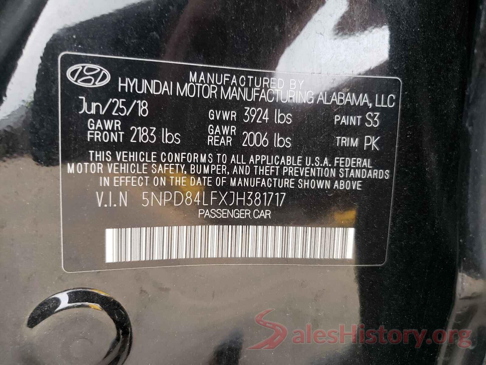 5NPD84LFXJH381717 2018 HYUNDAI ELANTRA