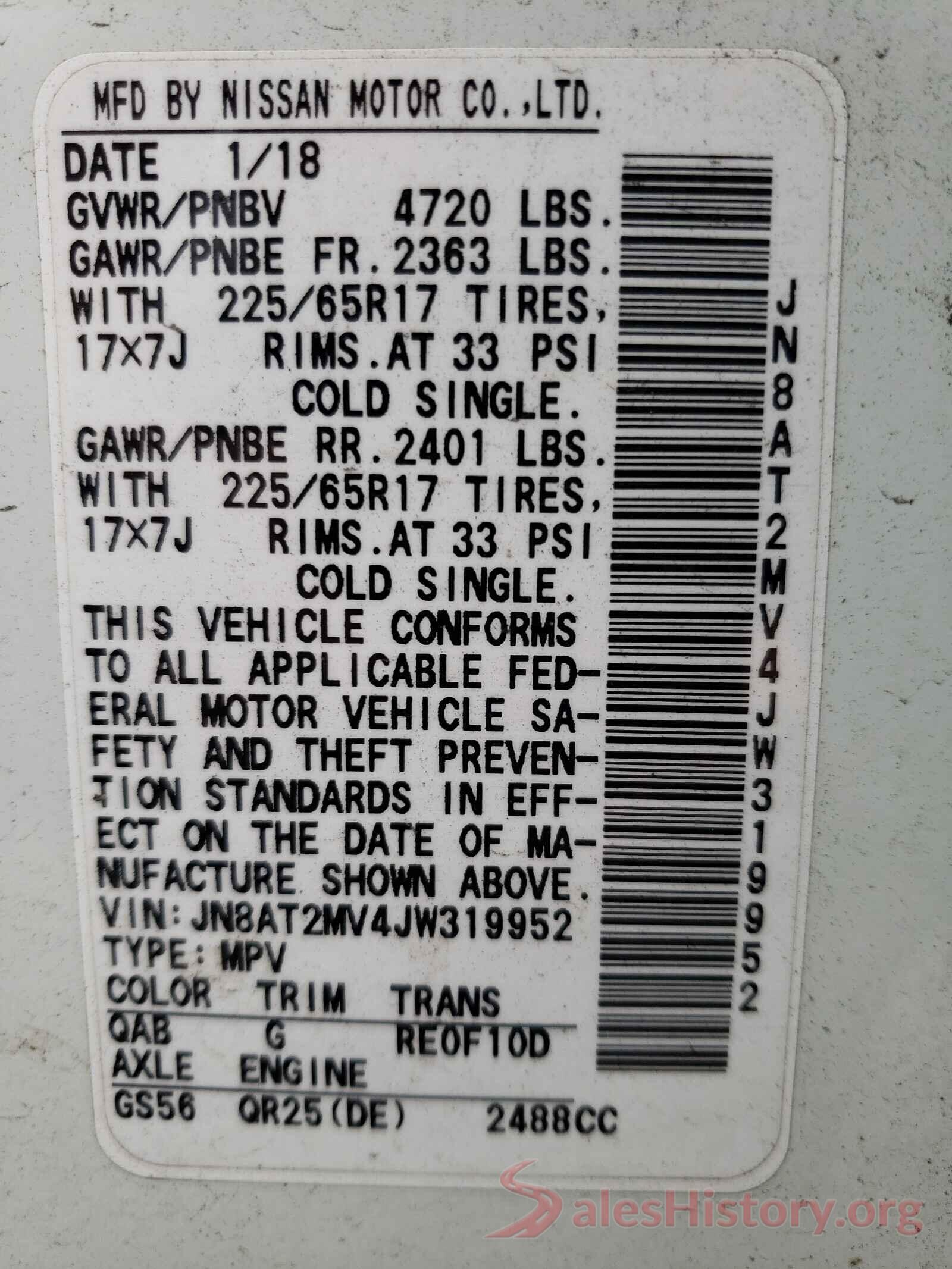 JN8AT2MV4JW319952 2018 NISSAN ROGUE